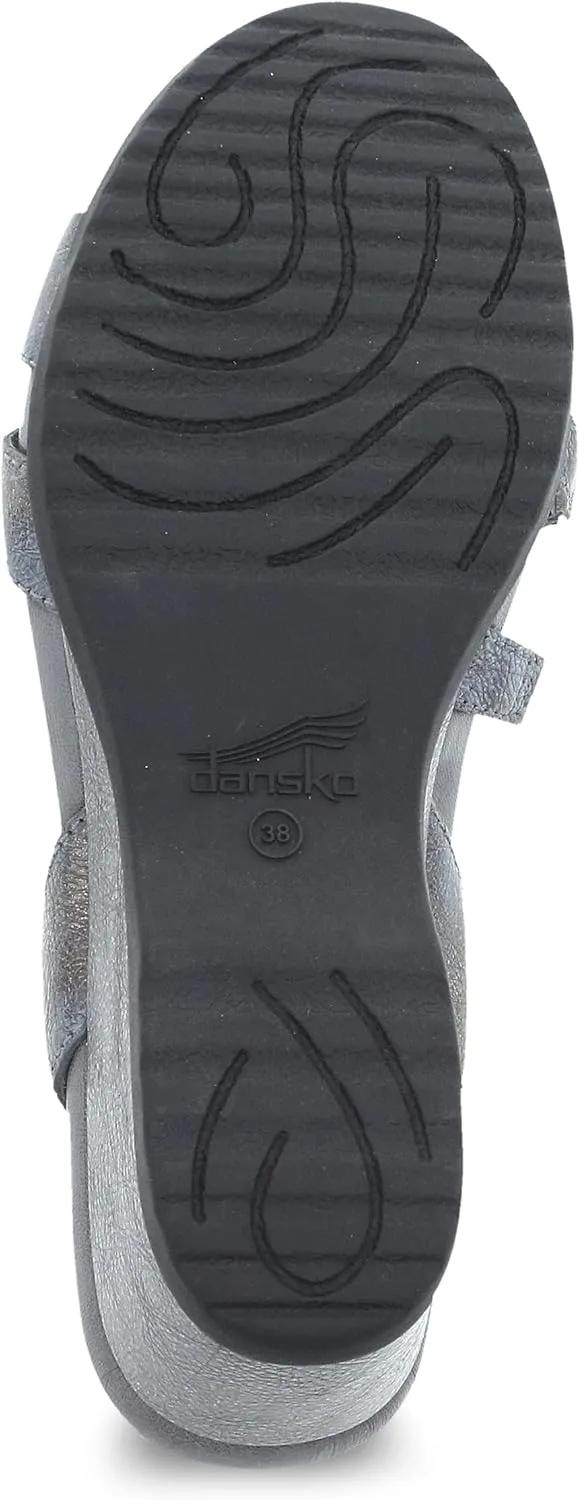 Dansko Addyson Wedge Sandal for Women – Cushioned, Contoured Footbed for All-Day Comfort and Support – Adjustable Hook & Loop Strap with Buckle Detail – Lightweight Rubber Outsole