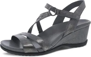 Dansko Addyson Wedge Sandal for Women – Cushioned, Contoured Footbed for All-Day Comfort and Support – Adjustable Hook & Loop Strap with Buckle Detail – Lightweight Rubber Outsole