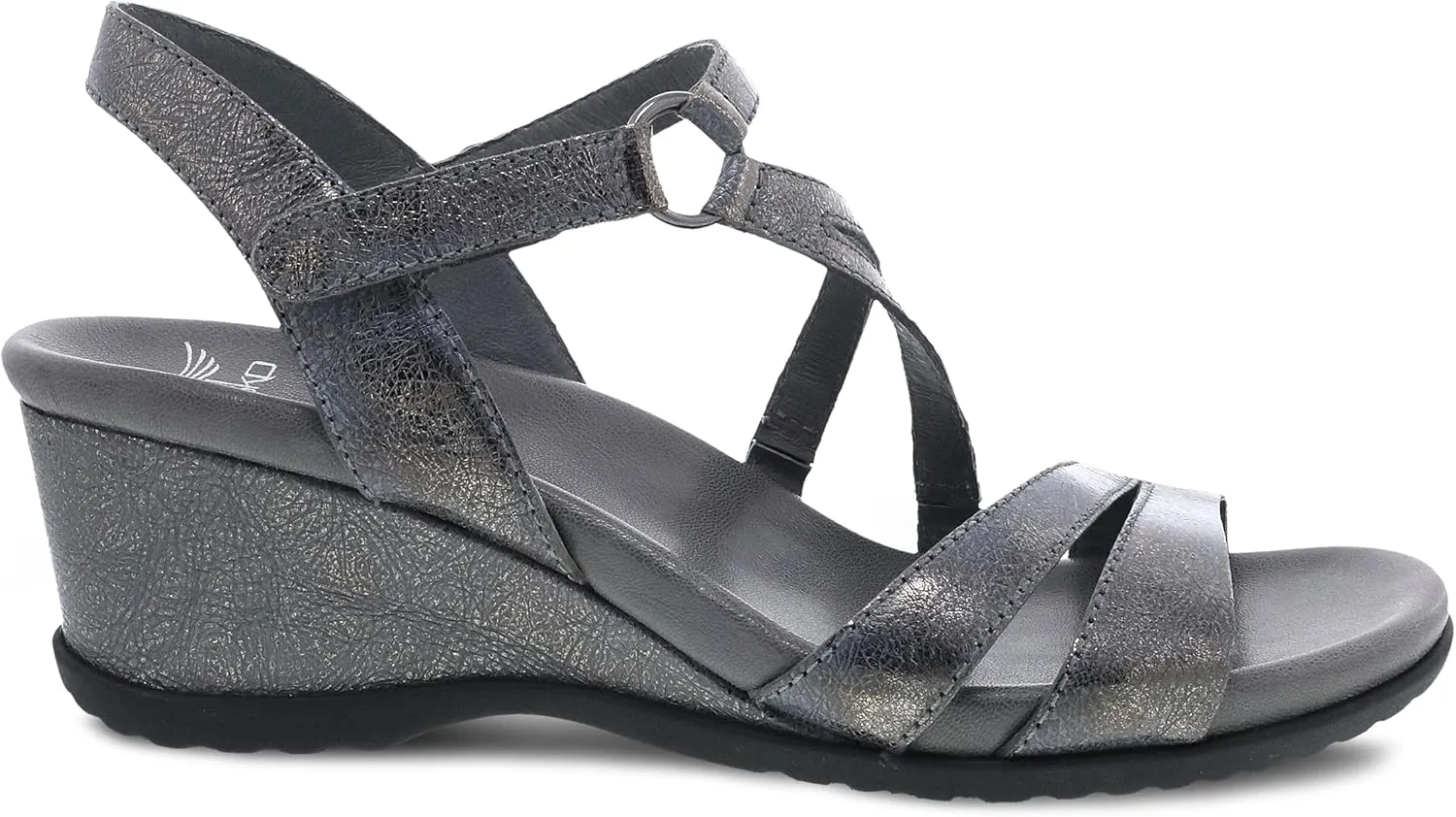 Dansko Addyson Wedge Sandal for Women – Cushioned, Contoured Footbed for All-Day Comfort and Support – Adjustable Hook & Loop Strap with Buckle Detail – Lightweight Rubber Outsole