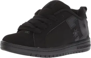 DC Court Graffik Low Top Skate Shoe Sneaker, Black/Black, 12 US Unisex Little Kid