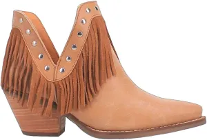 Dingo Womens Fine N' Dandy Fringe Studded Snip Toe Casual Boots Ankle Mid Heel 2-3" - Brown - Size 11 M
