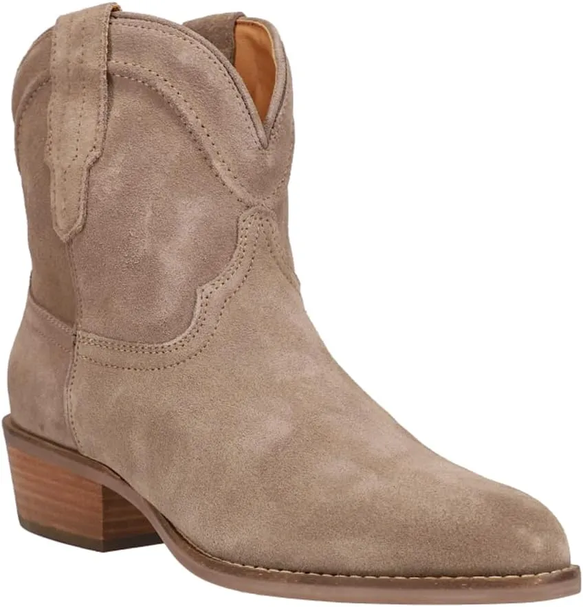 Dingo Womens Tumbleweed Roper Round Toe Casual Boots Ankle Low Heel 1-2" - Black