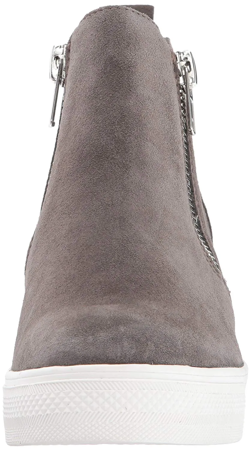 Double Wedge Steve Spring deal Wedgie Sneakers Grey Madden Suede Zipper Fashion Side Soft Guaranteed protection