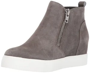 Double Wedge Steve Spring deal Wedgie Sneakers Grey Madden Suede Zipper Fashion Side Soft Guaranteed protection