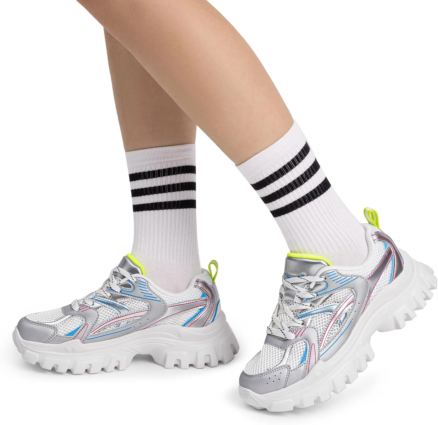 DREAM PAIRS Women's Platform Chunky Fashion Sneakers Y2K Maeve Lace-Up Comfortable Sneakers Casual Walking Shoes