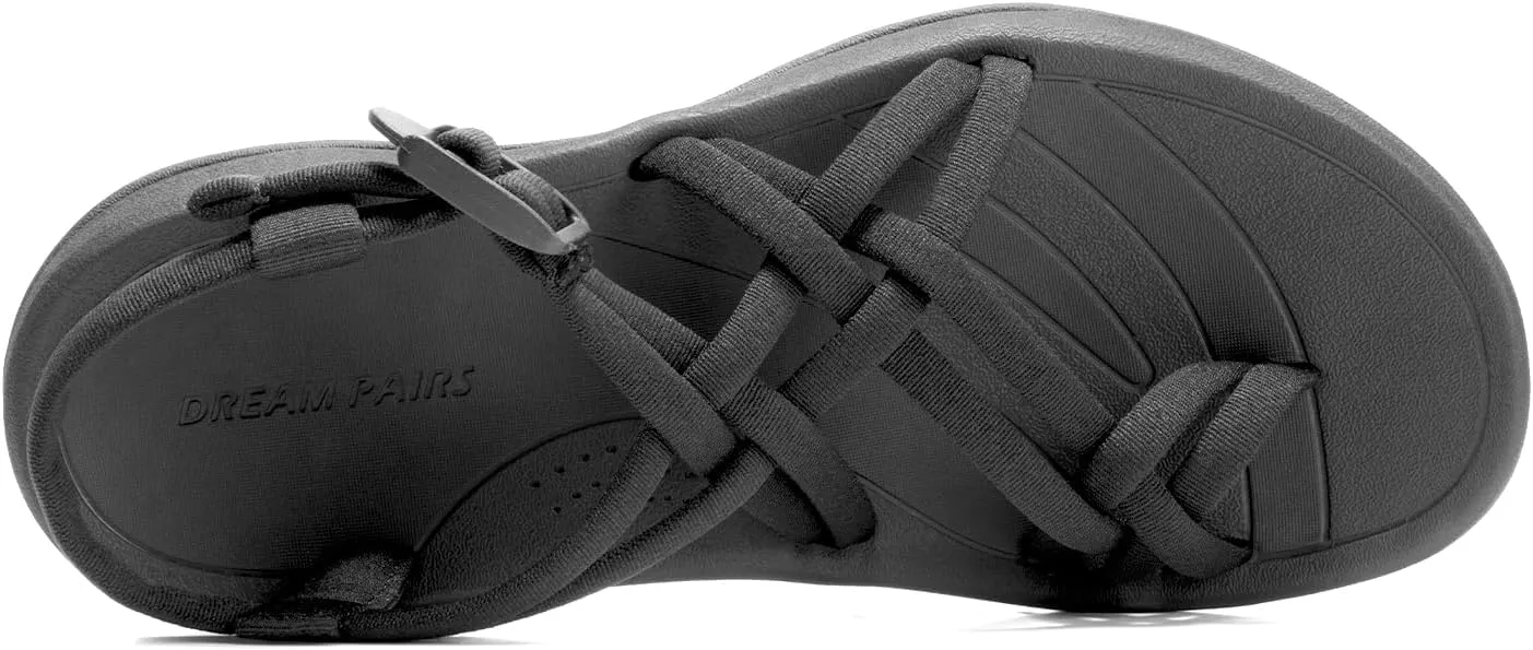DREAM PAIRS Women's Walking Sandals With Arch Support Elastic Strap Summer Sport Athletic Casual Hiking Outdoor Sandal