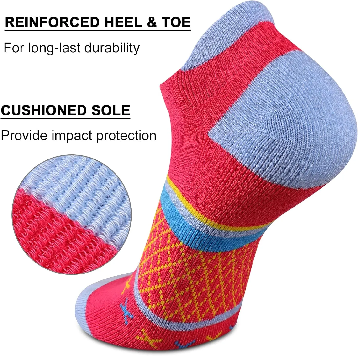 Eallco Womens Socks Ankle Athletic Socks Short Running Socks With Cushioned Sole 6 Pairs