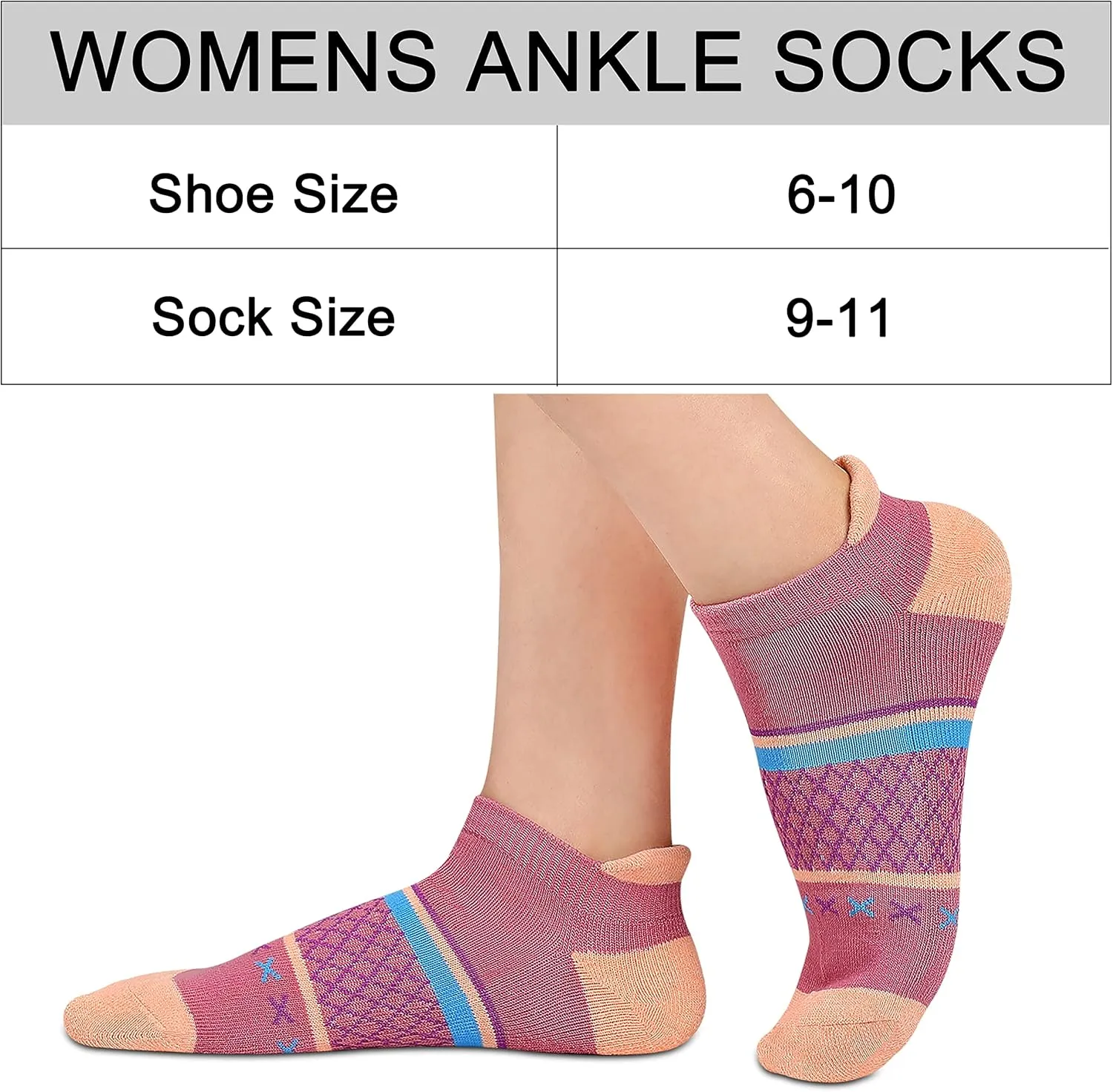Eallco Womens Socks Ankle Athletic Socks Short Running Socks With Cushioned Sole 6 Pairs