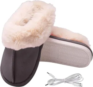 EEUK Heated Slippers USB, Rechargeable Foot Warmer Slippers Heating Slippers for Feet Winter Cold Weather Shoes, House Shoes, Keep Women Men Foot Warmer, Comfortable Free Size(Color:Gray)