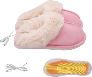 EEUK Heated Slippers USB, Rechargeable Foot Warmer Slippers Heating Slippers for Feet Winter Cold Weather Shoes, House Shoes, Keep Women Men Foot Warmer, Comfortable Free Size(Color:Pink)