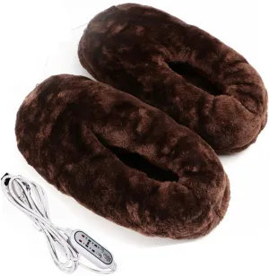 Electric Foot Warmer, Heated Boots For Cold Feet, Electric Heated Slippers USB Heating Booties Foot Warmer Under Desk, Fast Electric Heating Slippers With 3 Heat And Timer Settings(Color:Coffee)
