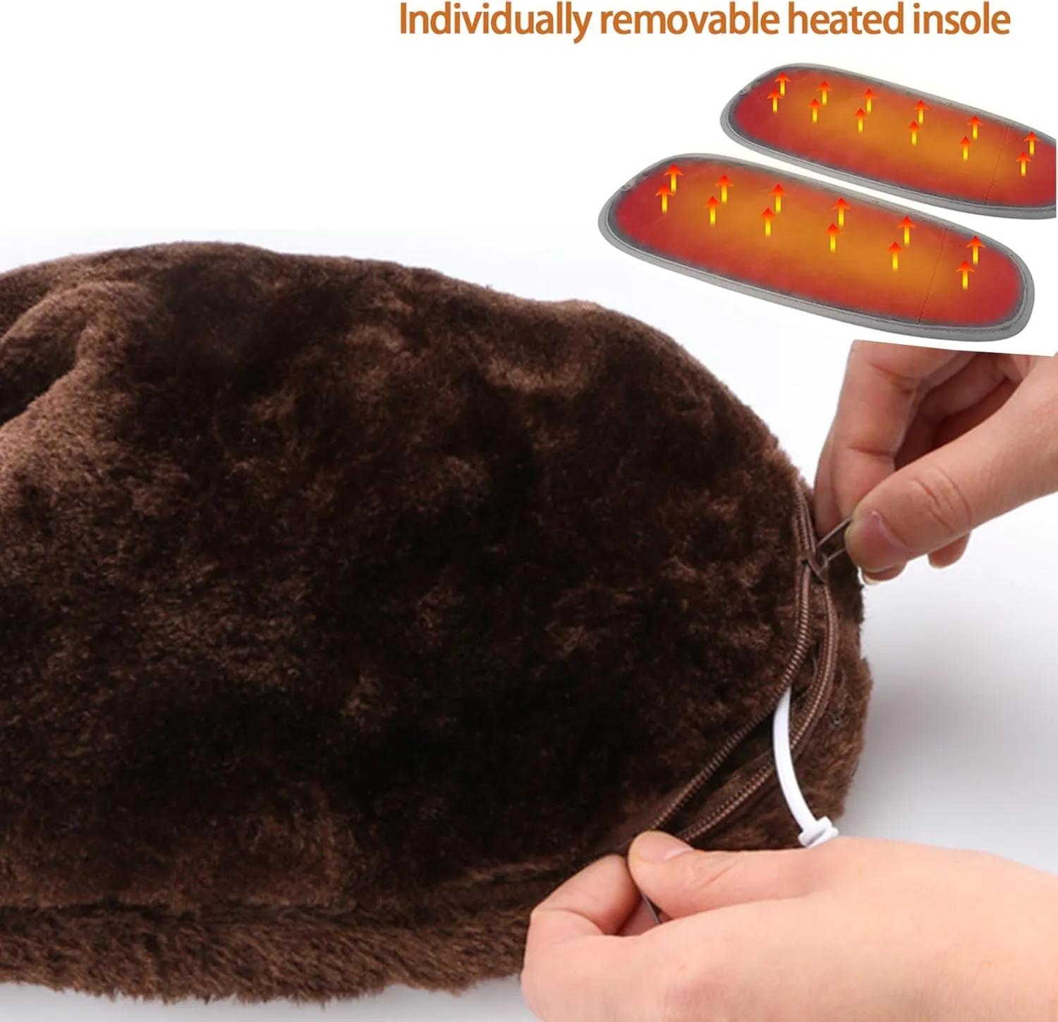 Electric Foot Warmer, Heated Boots For Cold Feet, Electric Heated Slippers USB Heating Booties Foot Warmer Under Desk, Fast Electric Heating Slippers With 3 Heat And Timer Settings(Color:Coffee)