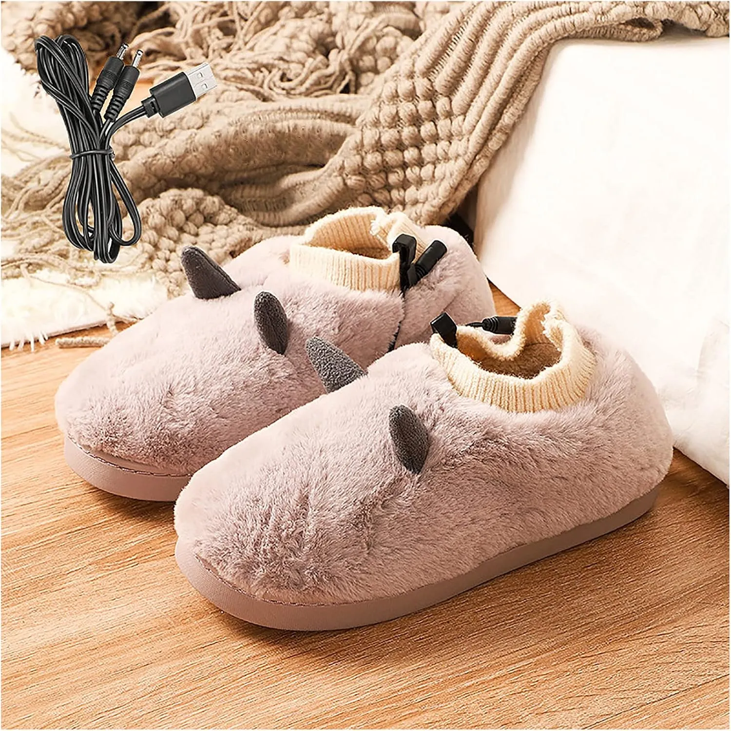 Electric Heated Foot Warmer, Heated Slippers Rechargeable, Heated Slippers Women With 3 Temperature Setting, Heated Foot Warmer Boots USB Rechargeable For Winter Cold Weather,Green-S (Purple S)