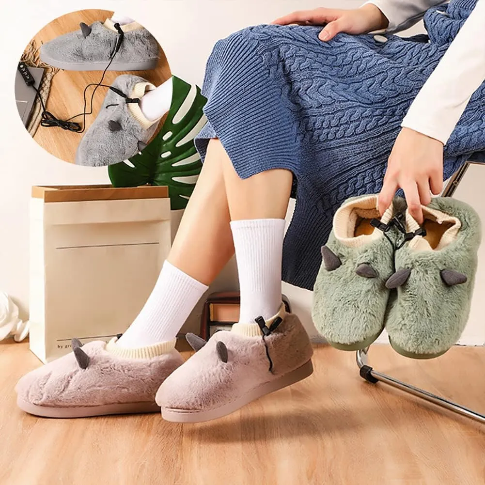 Electric Heated Foot Warmer, Heated Slippers Rechargeable, Heated Slippers Women With 3 Temperature Setting, Heated Foot Warmer Boots USB Rechargeable For Winter Cold Weather,Green-S (Purple S)