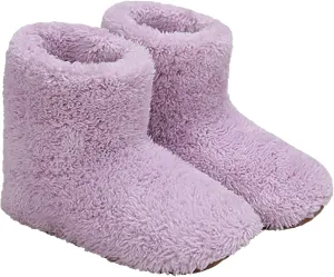 Electric Heated Foot Warmer Winter Rechargeable USB Electric Heating Shoes Plush Soft Foot Heating Pad Washable Snow Boots Slipper Insole Heater Sleep Relieve Discomfort Keep Warm for Adult Gift