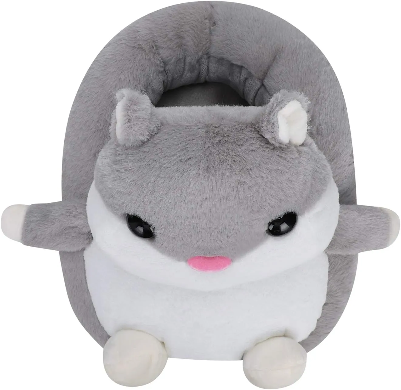 Electronic Heated Foot Warmer Cartoon Plush Hamster Feet Warmer for Home Office Dorm Adjustable Foot Heater Detachable Washable Foot Heating Pad Shoes Winter Indoor Warm Slippers Gift