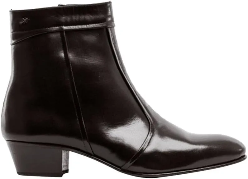 EMMANUEL Mens Premium Handcrafted Luxury 100% Real Exotic Leather Cuban Heel Smart Formal Dress Boots Made In Spain