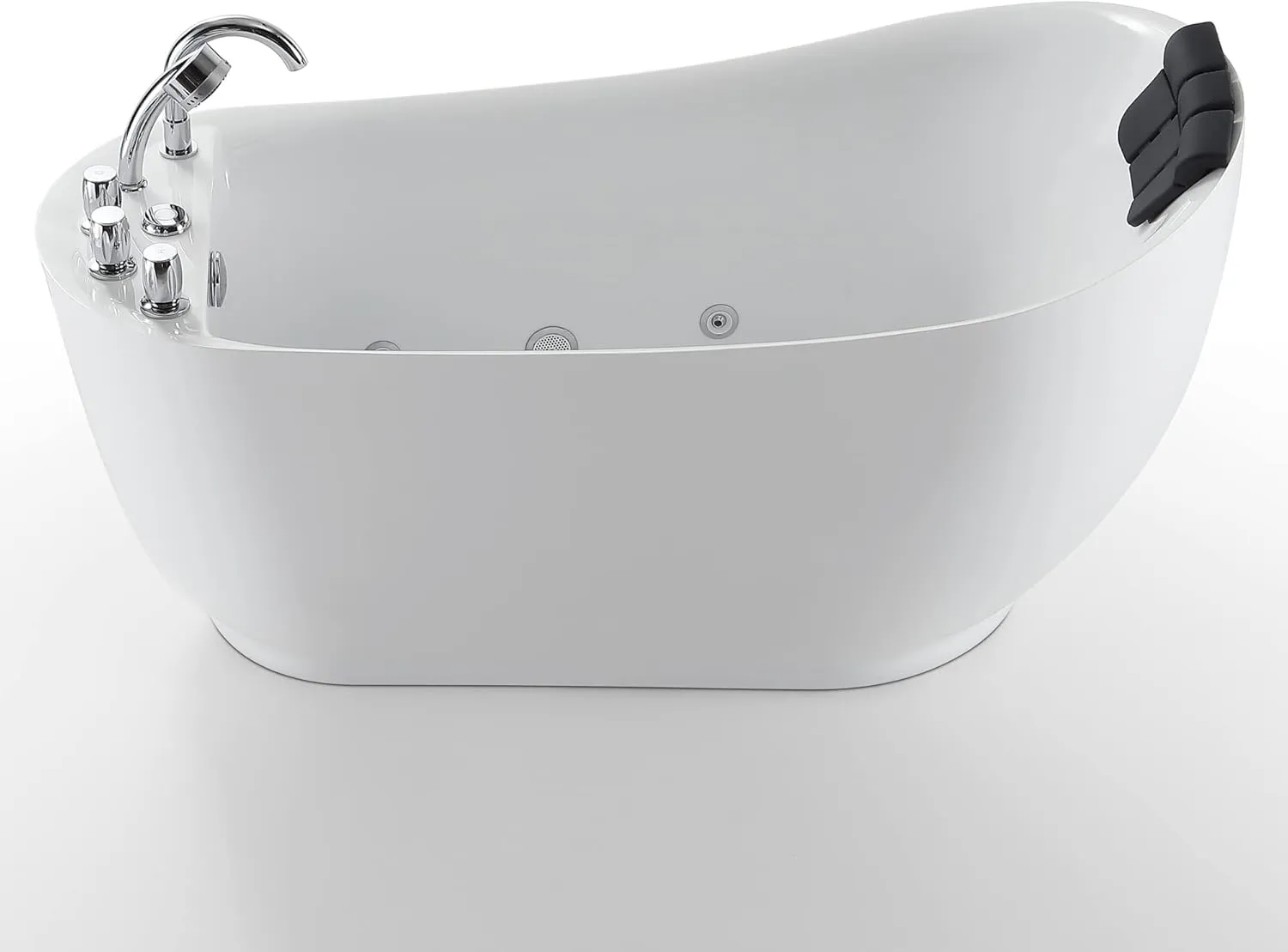 Empava 59" x 29" Freestanding Whirlpool Tub, Acrylic 560W Jetted Bathtub with 7 Hydromassage Nozzles,Lumbar and Neck Support,ETL Certified