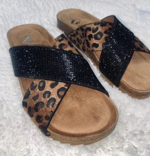 ESME Sandal for Women - Summer Footwear with Leopard Print Design and Black Accent Beads