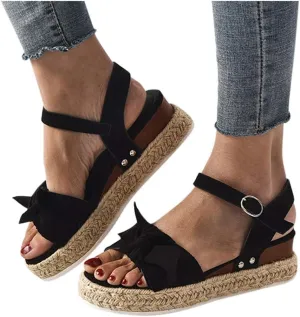 Espadrilles Wedges for Women,Casual Espadrille Platform Sandals Comfort Open Toe Ankle Strappy Studded Flatform Sandal Shoes