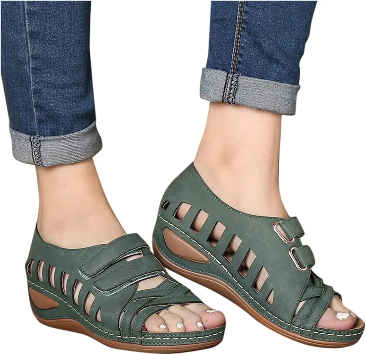 Extra Wide Diabetic Easy Slip On Shoes for Elderly Women Woman Beach Sandals Summer Dressy Platform Wedges for Women Evening Women's Brown Sandals Silver Sandals Women Flat Two Strap Sandals Women