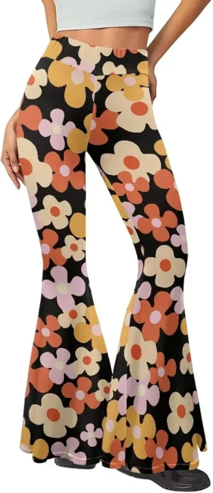 Fashion Classic Graphic Bell Bottom Pants Comfy Soft Slim Fit High Waist Flared Yoga Trousers