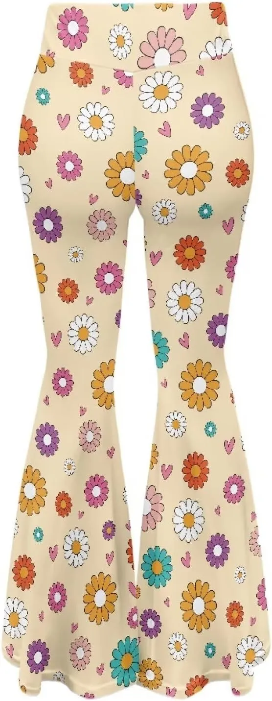 Fashion Classic Graphic Bell Bottom Pants Comfy Soft Slim Fit High Waist Flared Yoga Trousers