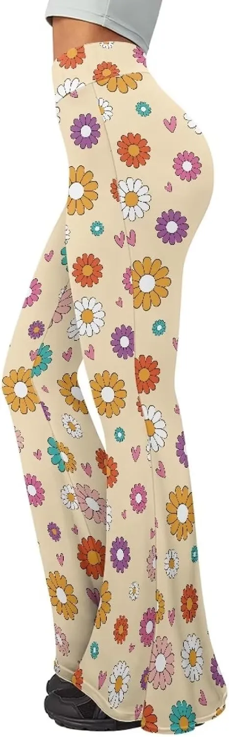 Fashion Classic Graphic Bell Bottom Pants Comfy Soft Slim Fit High Waist Flared Yoga Trousers