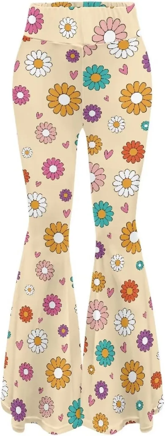 Fashion Classic Graphic Bell Bottom Pants Comfy Soft Slim Fit High Waist Flared Yoga Trousers