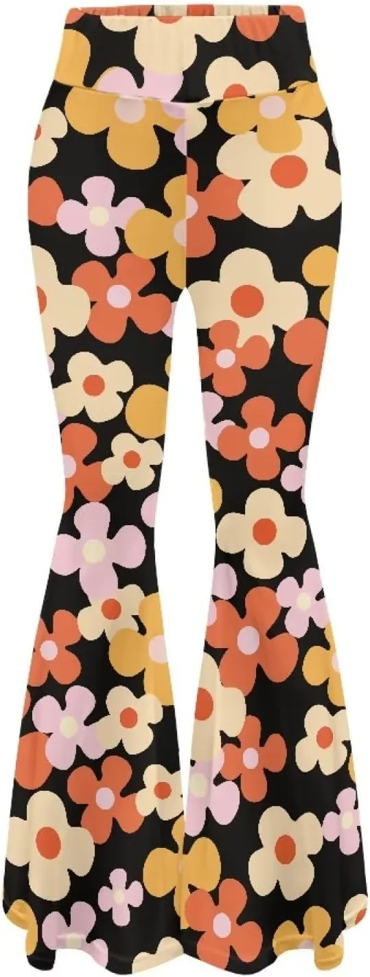 Fashion Classic Graphic Bell Bottom Pants Comfy Soft Slim Fit High Waist Flared Yoga Trousers