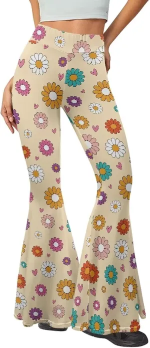 Fashion Classic Graphic Bell Bottom Pants Comfy Soft Slim Fit High Waist Flared Yoga Trousers
