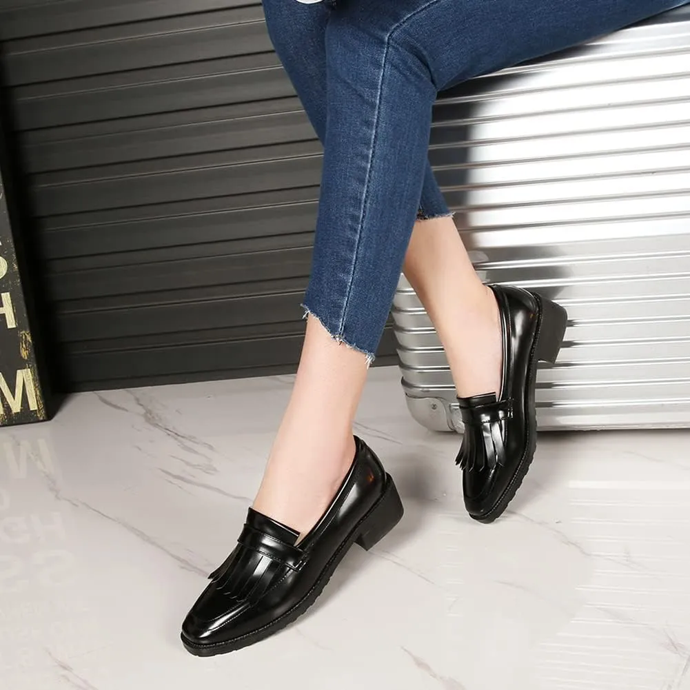 Fashion Platform Loafers for Women Slip-On Penny Loafers with Wedge Heel