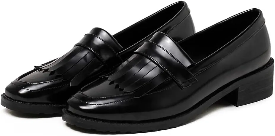 Fashion Platform Loafers for Women Slip-On Penny Loafers with Wedge Heel