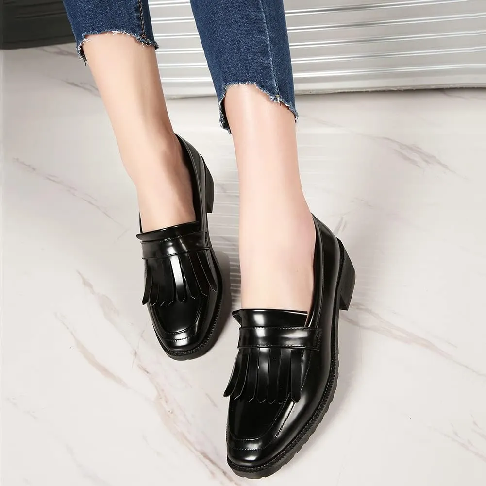 Fashion Platform Loafers for Women Slip-On Penny Loafers with Wedge Heel