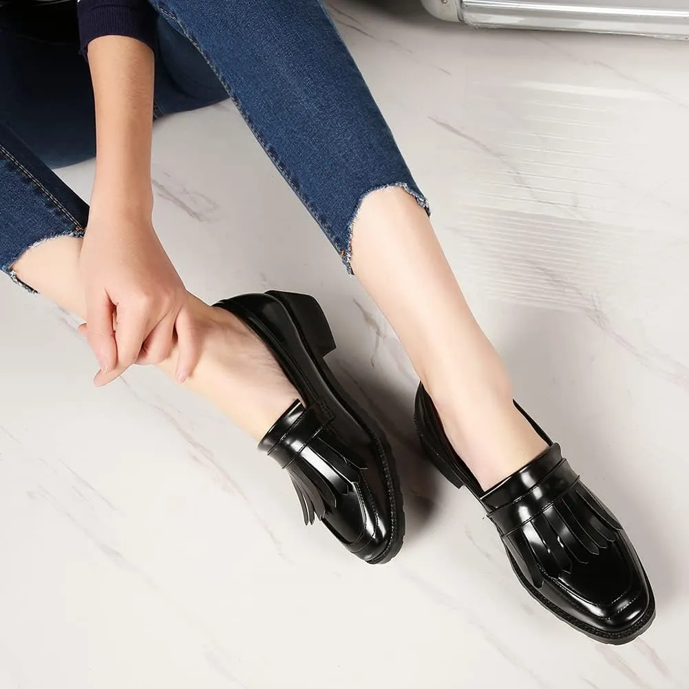 Fashion Platform Loafers for Women Slip-On Penny Loafers with Wedge Heel