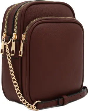 FashionPuzzle Multi Pocket PU Leather Casual Medium Crossbody Bag with Adjustable Strap