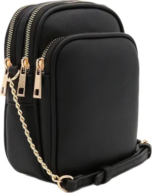 FashionPuzzle Multi Pocket PU Leather Casual Medium Crossbody Bag with Adjustable Strap
