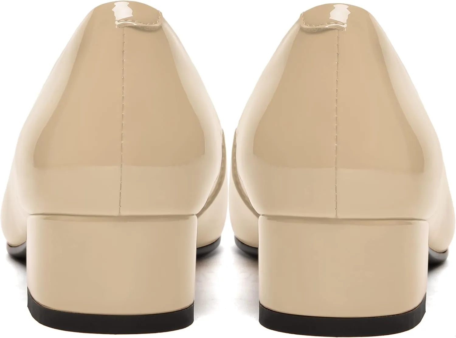 FEMSTEP Women's Low Heels Pointed Toe Casual Patent Leather Slip On Chunky Pumps Shoes 1.5 Inch