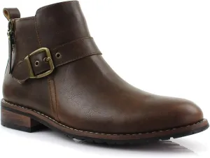Ferro Aldo Mens Casual Mens Casual Engineer Zipper and Buckle Motorcycle Boots
