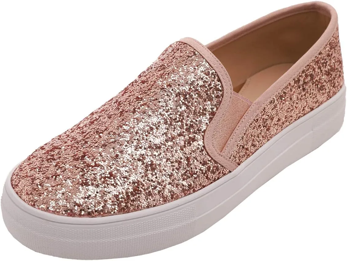 FEVERSOLE Women's Fashion Slip On Sneaker Casual Platform Loafers