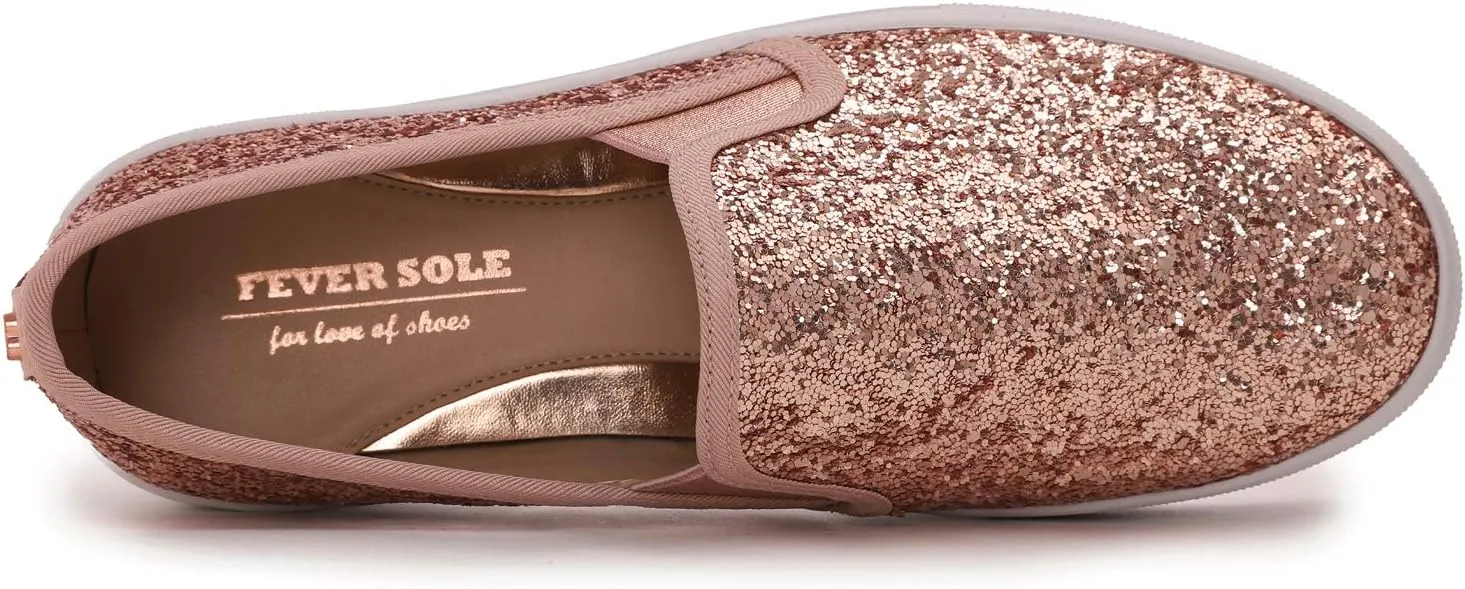 FEVERSOLE Women's Fashion Slip On Sneaker Casual Platform Loafers