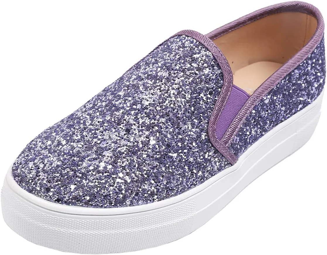 FEVERSOLE Women's Fashion Slip On Sneaker Casual Platform Loafers