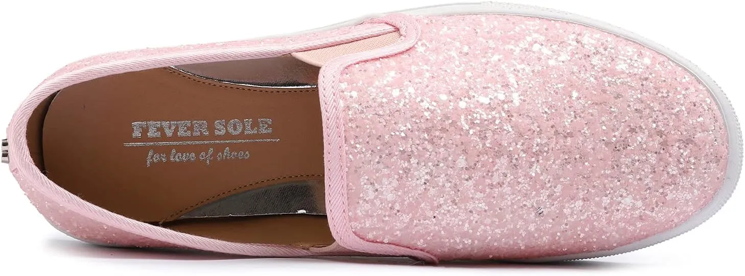 FEVERSOLE Women's Fashion Slip On Sneaker Casual Platform Loafers