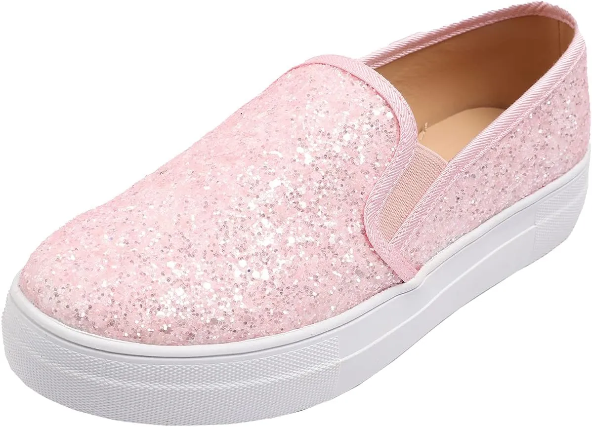 FEVERSOLE Women's Fashion Slip On Sneaker Casual Platform Loafers