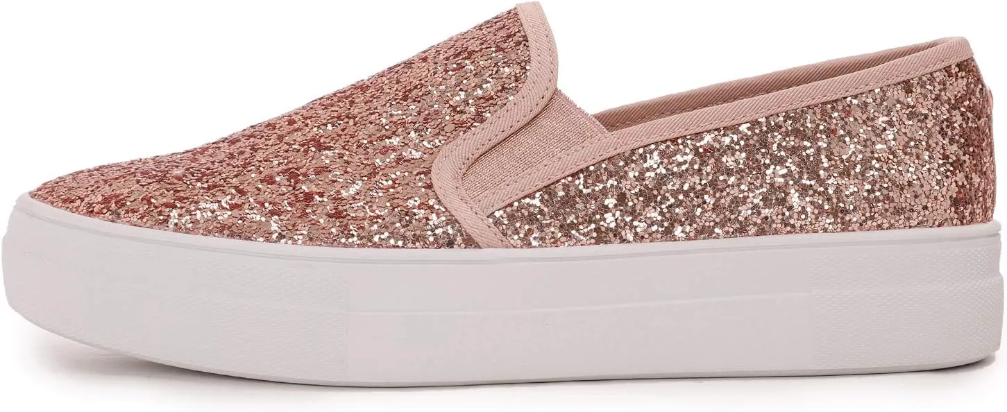 FEVERSOLE Women's Fashion Slip On Sneaker Casual Platform Loafers