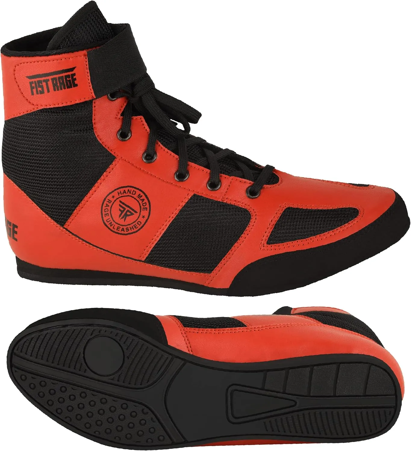 FISTRAGE Boxing Shoes Leather Kick Fighting Training Mesh Unisex Pro Men's and Youth Genuine Light Weight Boot | Shoe for Adults