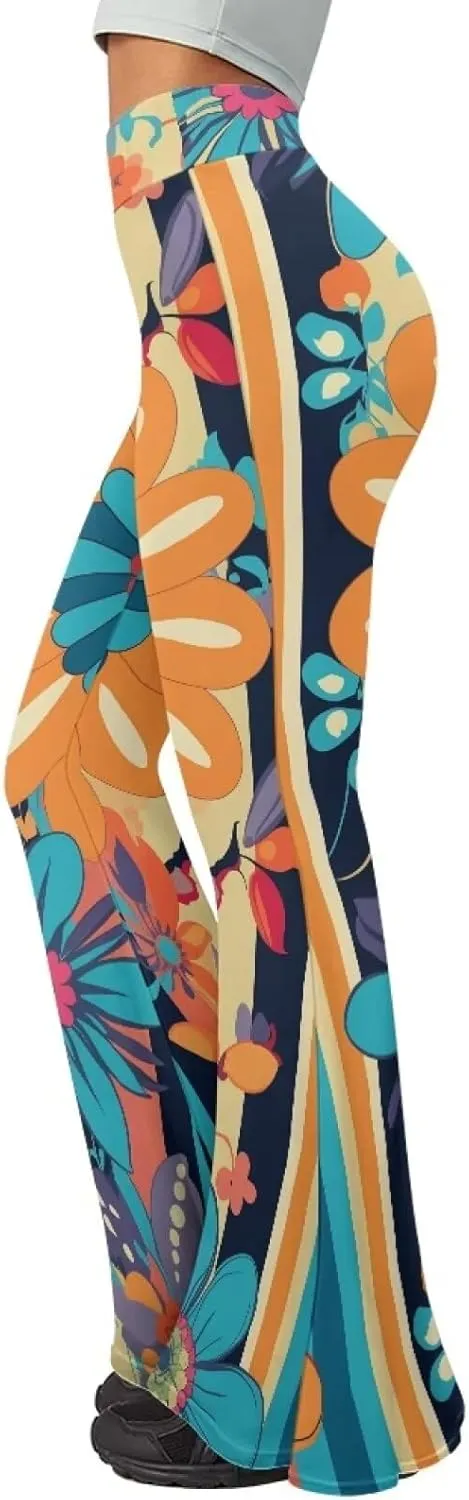 Flare Yoga Pants Women Elegant Funny Graphic Bell Bottoms Pants for Womens High Waisted Flare Leggings Stretch Trousers
