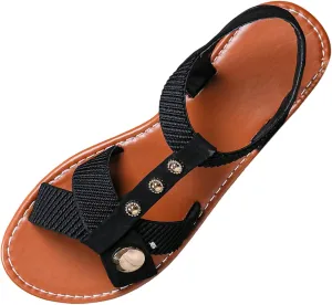 Flat Sandals for Women Summer Dressy Slip On Bohemian Sandals Comfortable Wide Width Dress Shoes Open Toe Cross Strap Beach Shoes