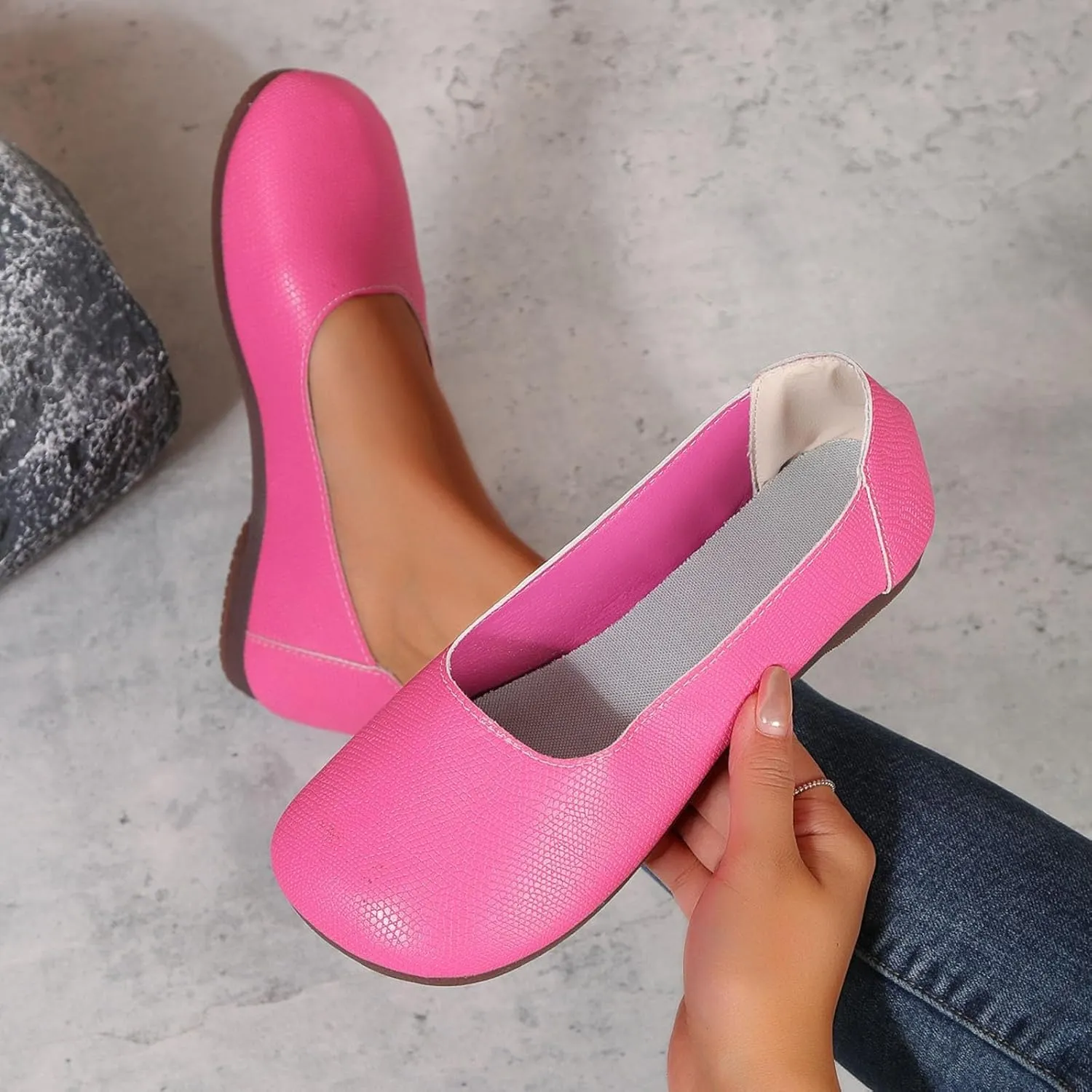 Flat Shoes for Women Fashion Comfort Closed Toe Work Office Shoe Dressy Casual Slip On Simple Ballerina Walking Flats Shoes Summer Comfortable Elegant No Slip Shoe