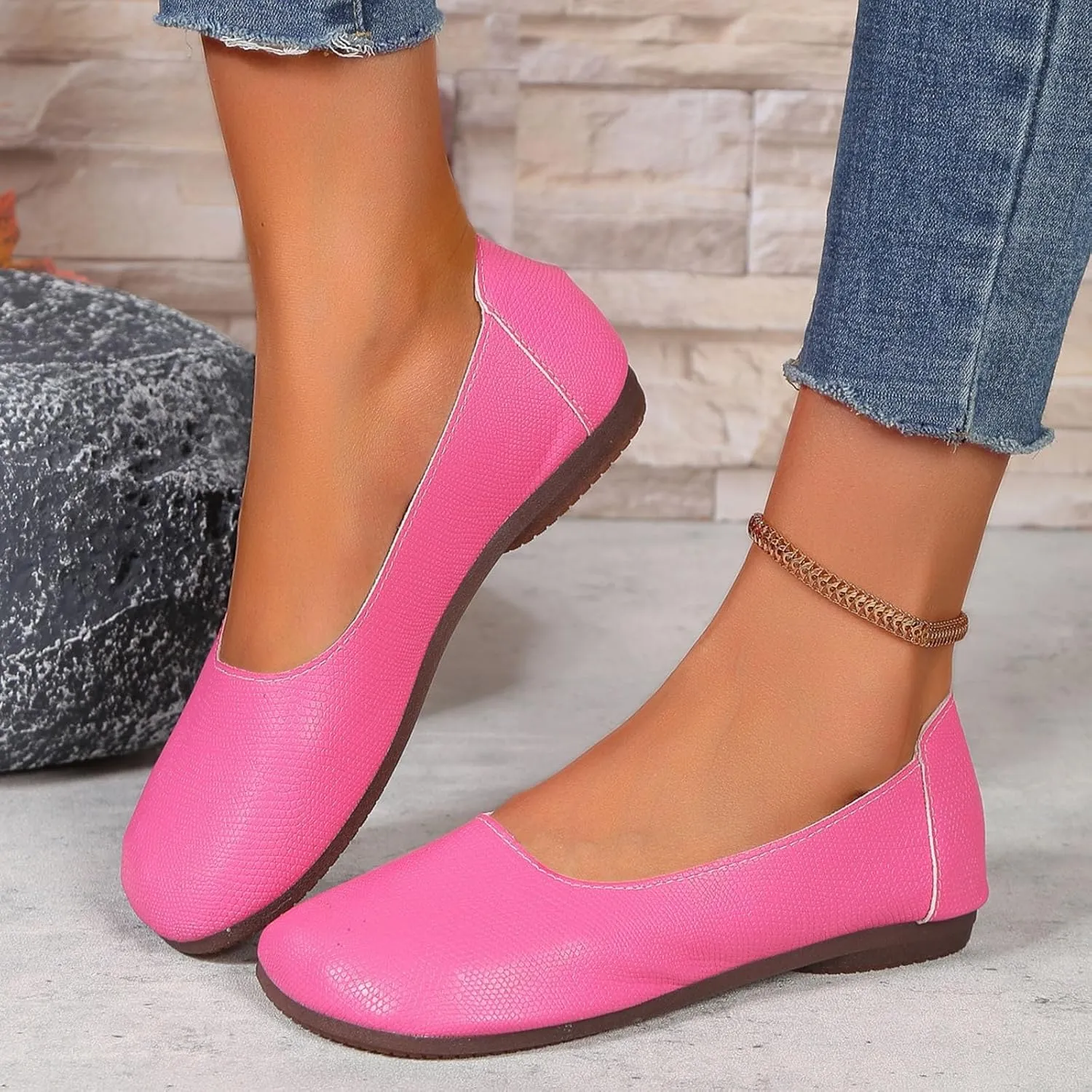 Flat Shoes for Women Fashion Comfort Closed Toe Work Office Shoe Dressy Casual Slip On Simple Ballerina Walking Flats Shoes Summer Comfortable Elegant No Slip Shoe